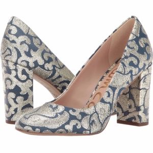 Sam Edelman Stillson Metallic Pump in Blue / Gold Size 7